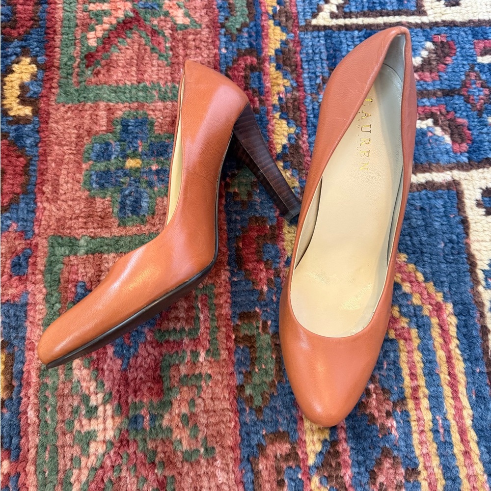 Ralph Lauren Tan Leather Heels